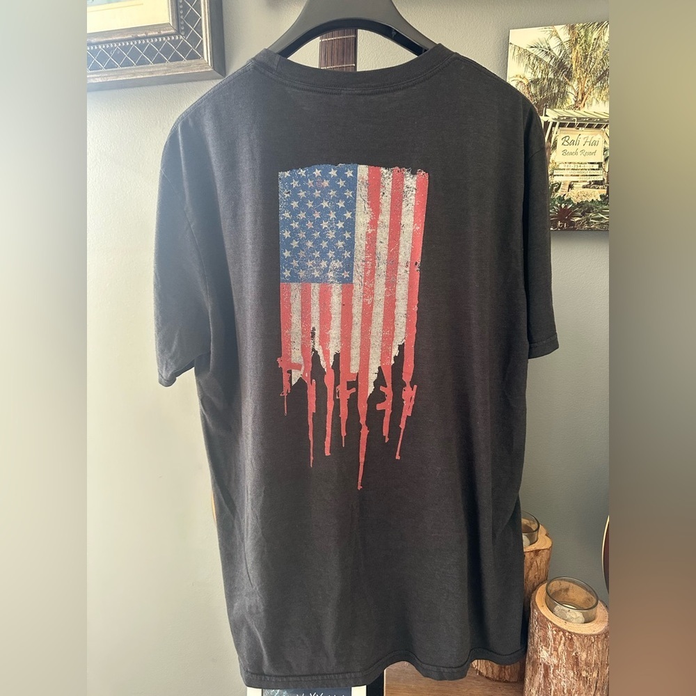 Patriotic Black T-Shirt with Flag Design